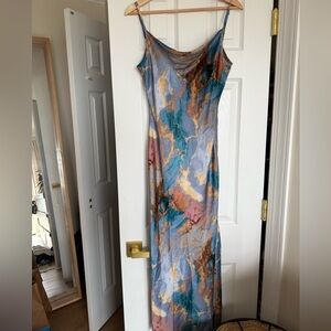 Elegant Multicolor Cowl Neck Slip Dress